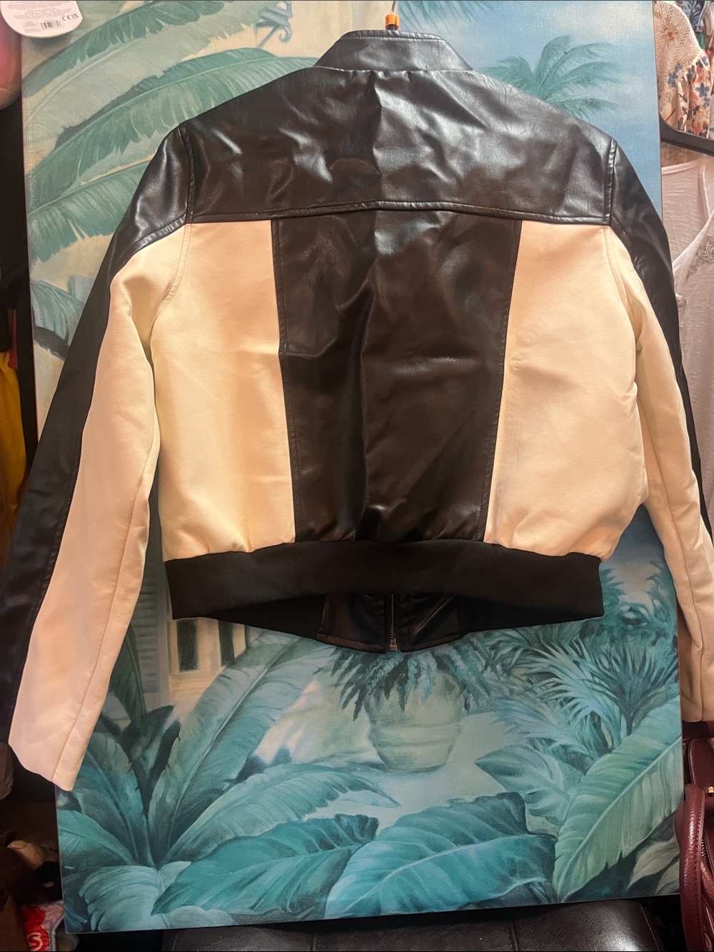 Dazy Black Faux Leather Bomber Jacket size M - Picture 5 of 7
